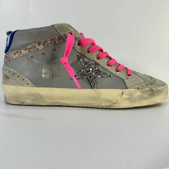 NWOB Golden Goose Sneakers Womens Size 9.5 Mid Star Mixed Leather Glitter  EU 40 - Picture 4 of 16